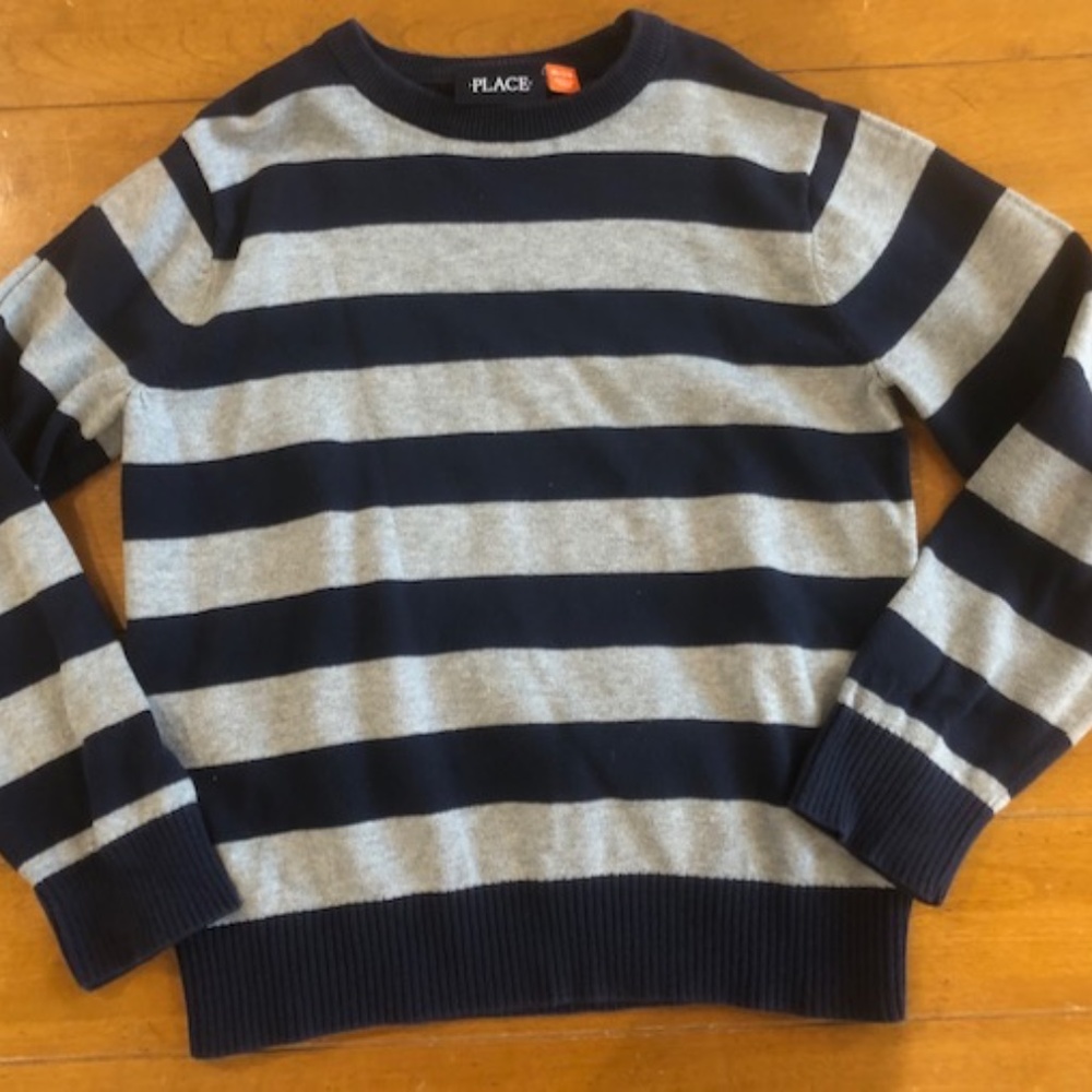The Children's Place Kids Blue & Gray Stripe Sweater Size 7-8